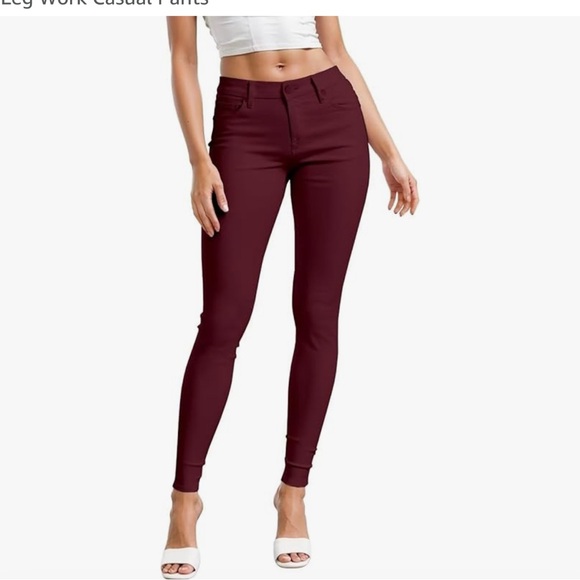 Chic Burgundy Skinny Pants - Picture 1 of 3